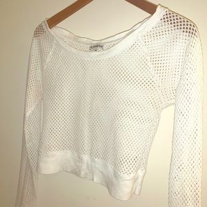 EXPRESS white mesh crop top